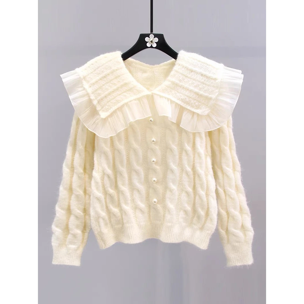 451-500网红秋冬时尚慵懒风套头开衫毛衣百搭洋气甜美圆领外穿