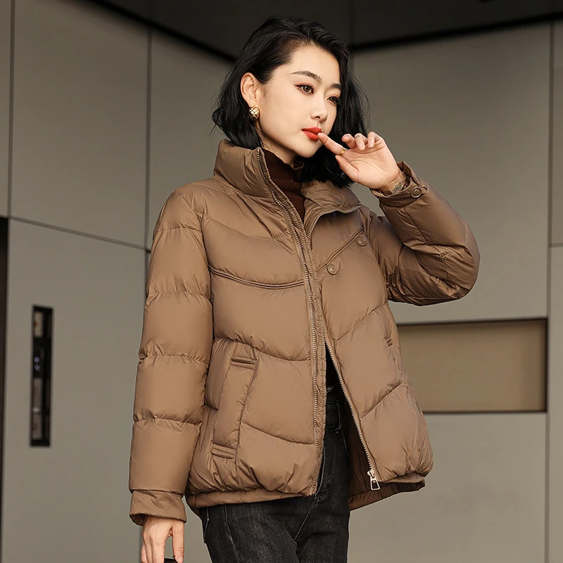2024新款韩版羽绒服双扣设计时尚百搭加厚小个子冬季保暖外套