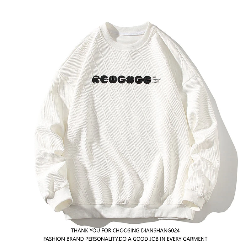 卫衣男士春季新款港风潮流休闲宽松百搭帅气大码印花圆领长袖卫衣