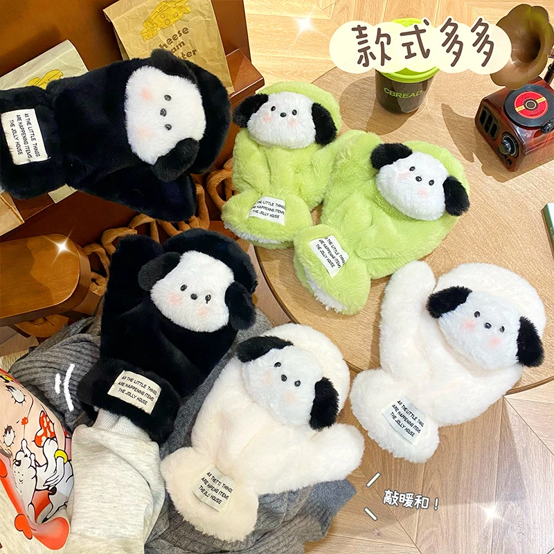 冬季可爱帕帕狗手套女加厚加绒骑车防寒女士冬天骑行保暖棉手套批