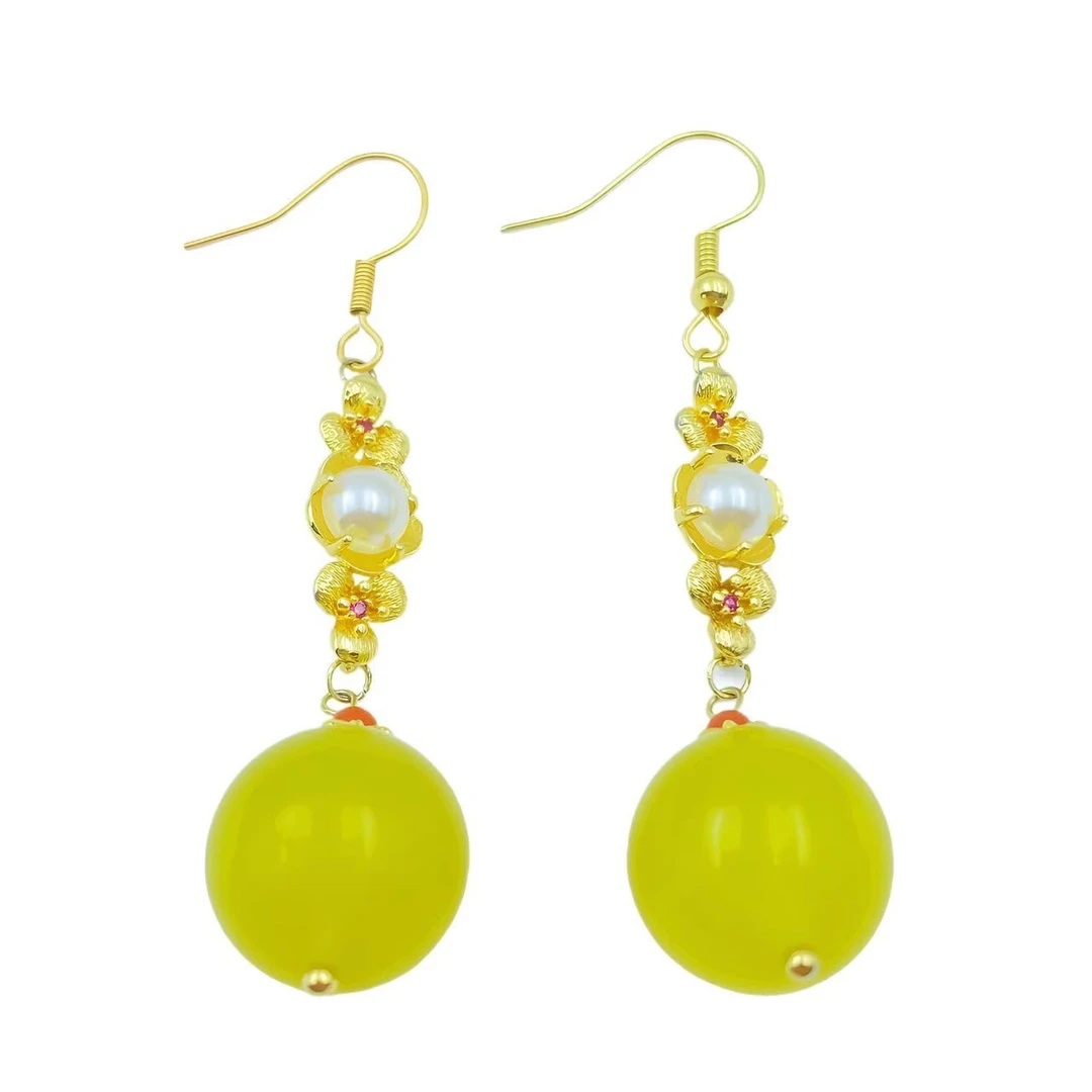 岫玉贵气珠珠耳饰Y815-赠包装合金