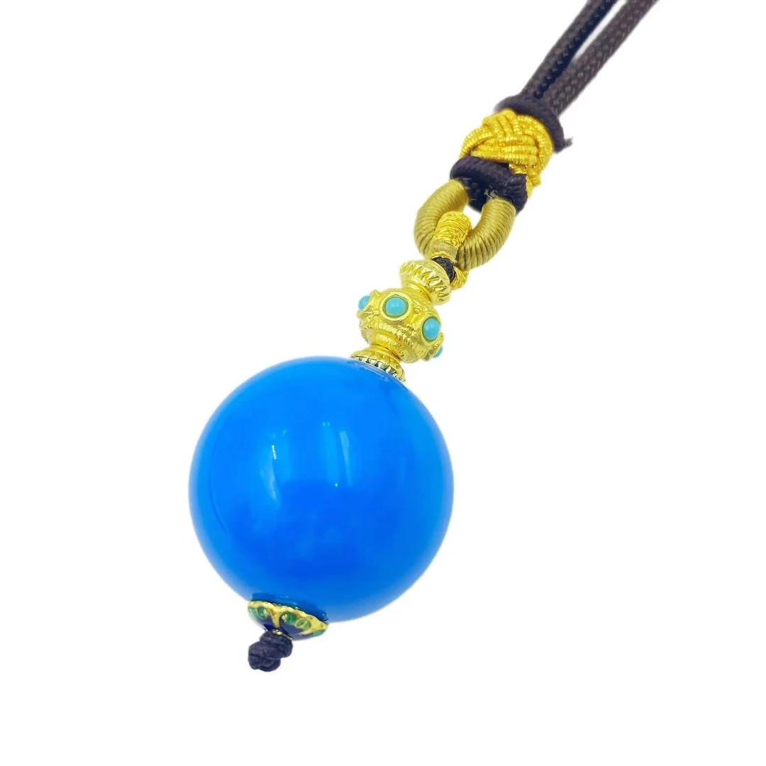 高档珠宝设计款美人蓝国风鸽子蛋项链Y2353