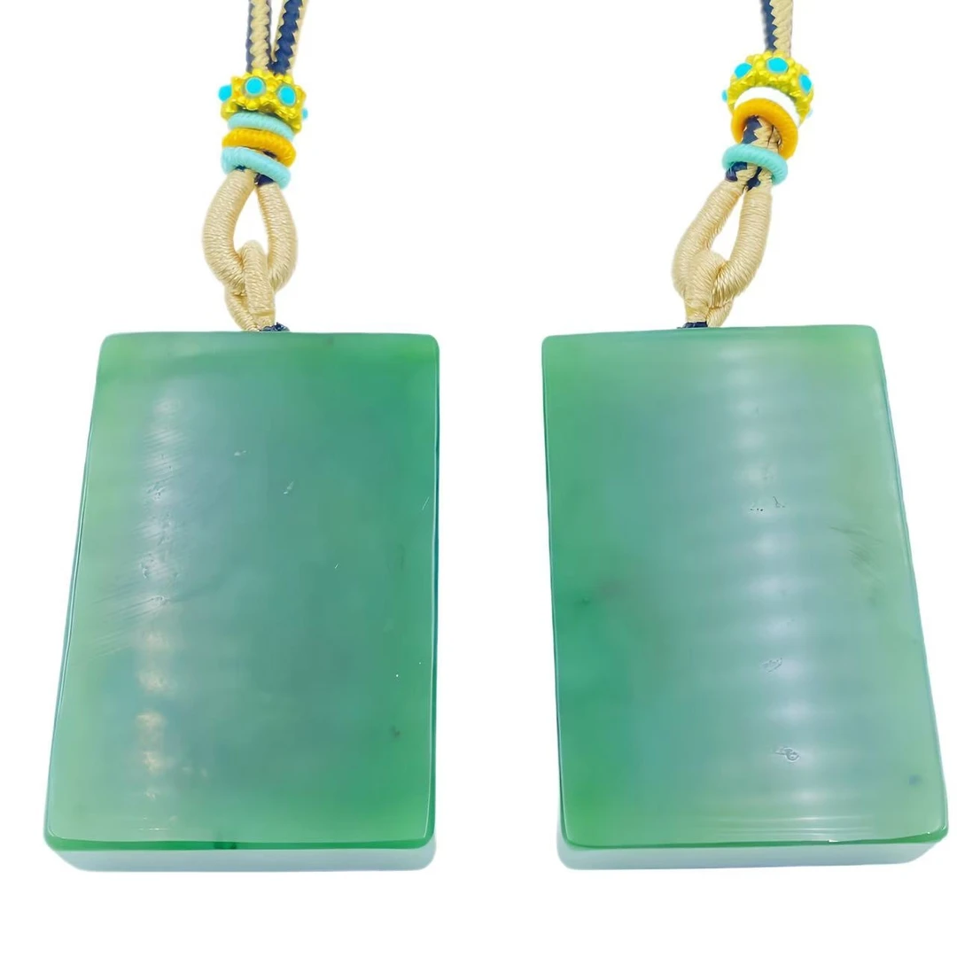 和田玉满色国风厚庄绿无事牌项链Y2261-多样性只发一件