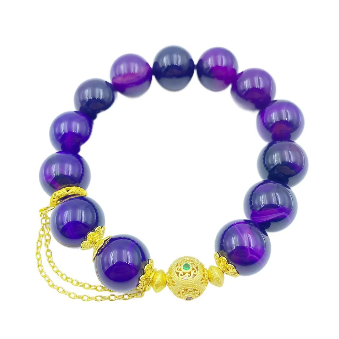 高档珠宝皇家紫舒俱玛瑙手串S977-赠包装合金