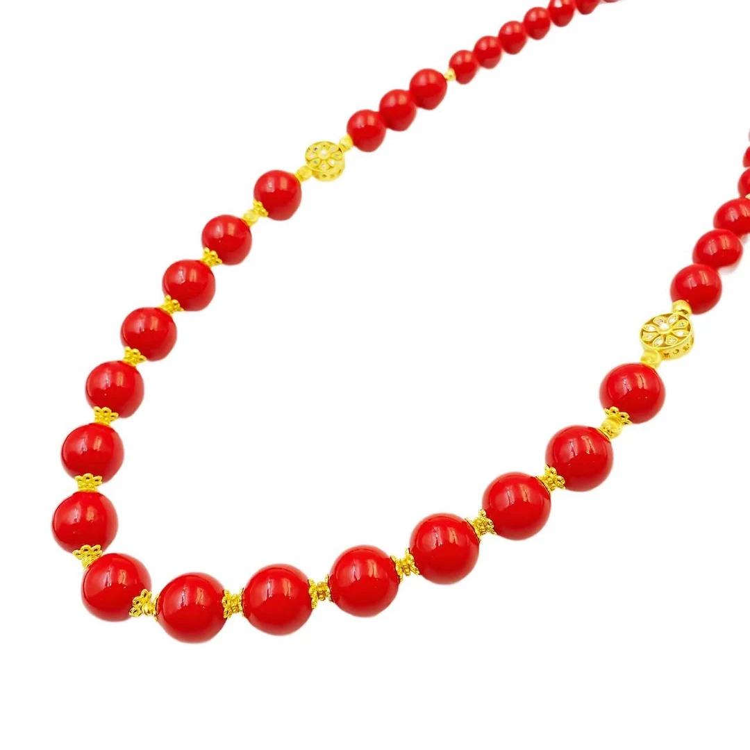 朱砂设计款珠珠塔链X435-赠包装合金