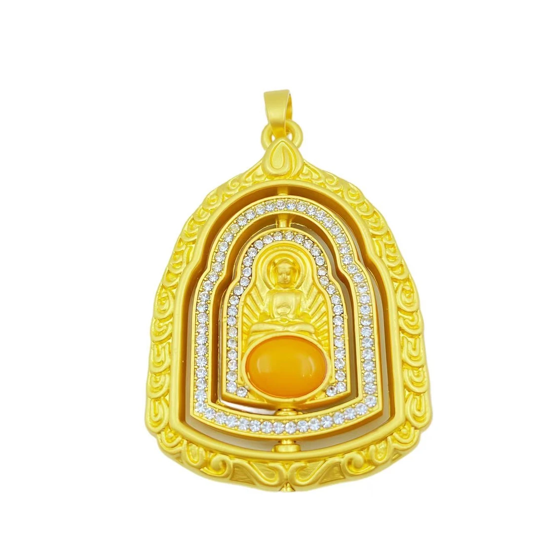 蜜蜡满钻灵动南海观音吊坠M663（X298）赠包装合金