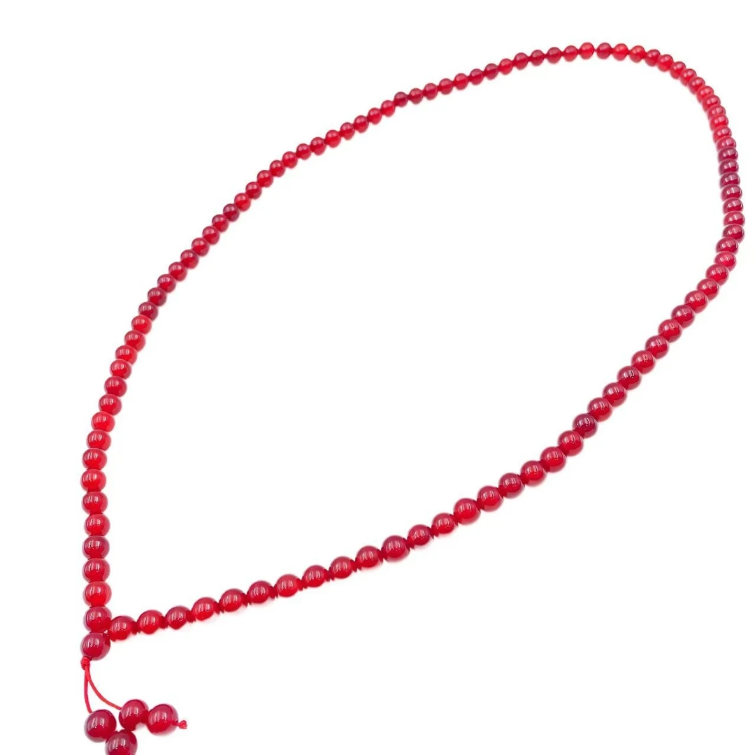 藏收级鸽血红贵气108玛瑙公主项链X583