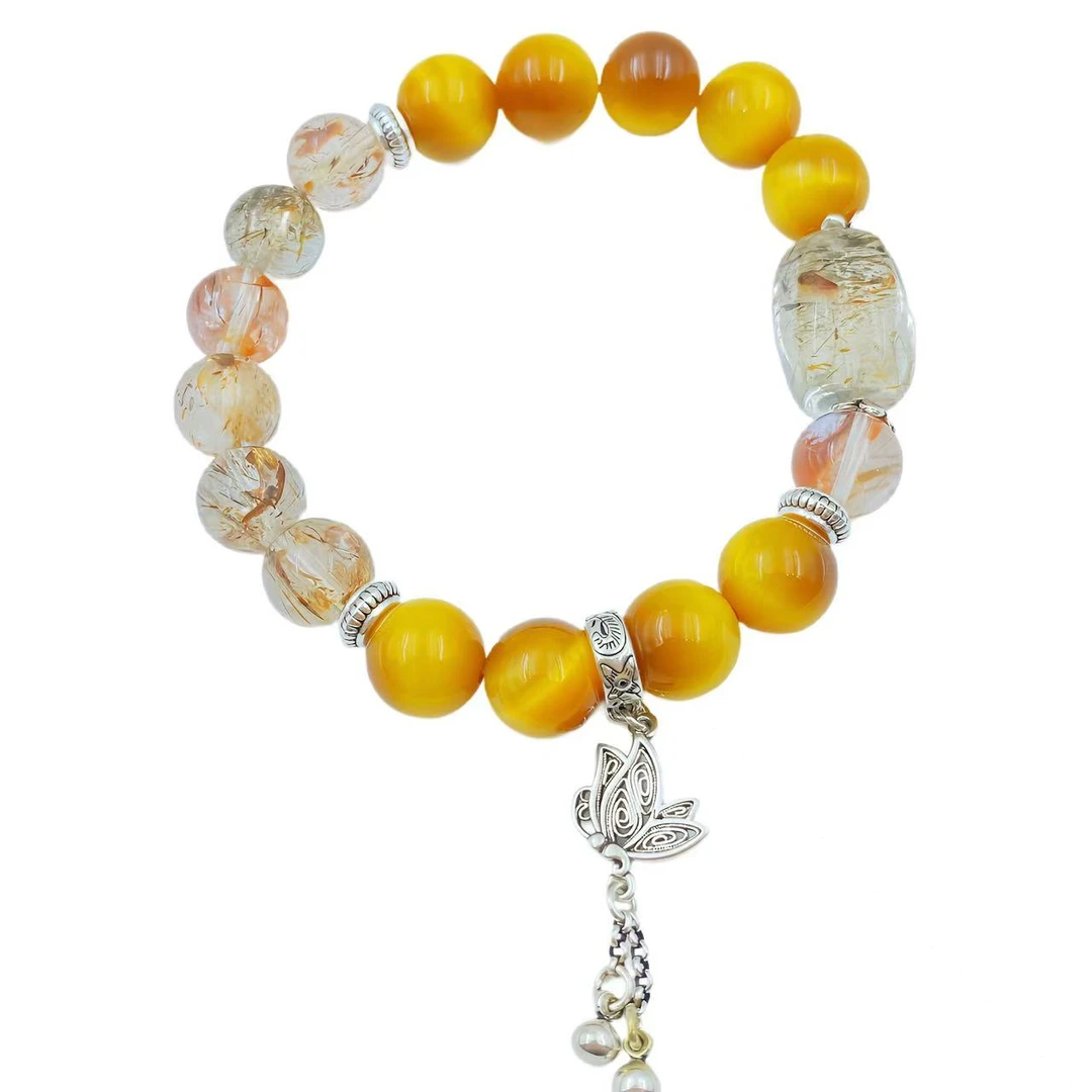 高档珠宝虎睛猫眼水晶幽灵流苏设计款手串S1036-赠包装合金