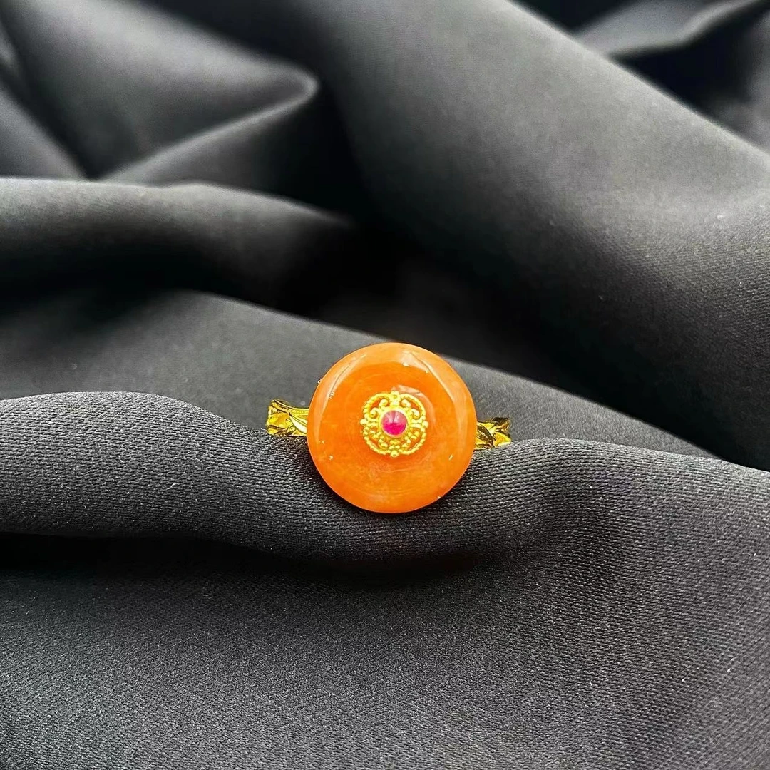 红翡翠气质平安扣戒指A361 赠包装合金