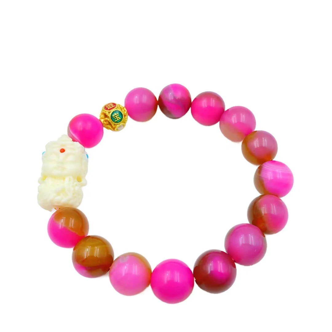 藏收级樱花粉舒俱玛瑙渡母珠珠手串S933-赠包装合金