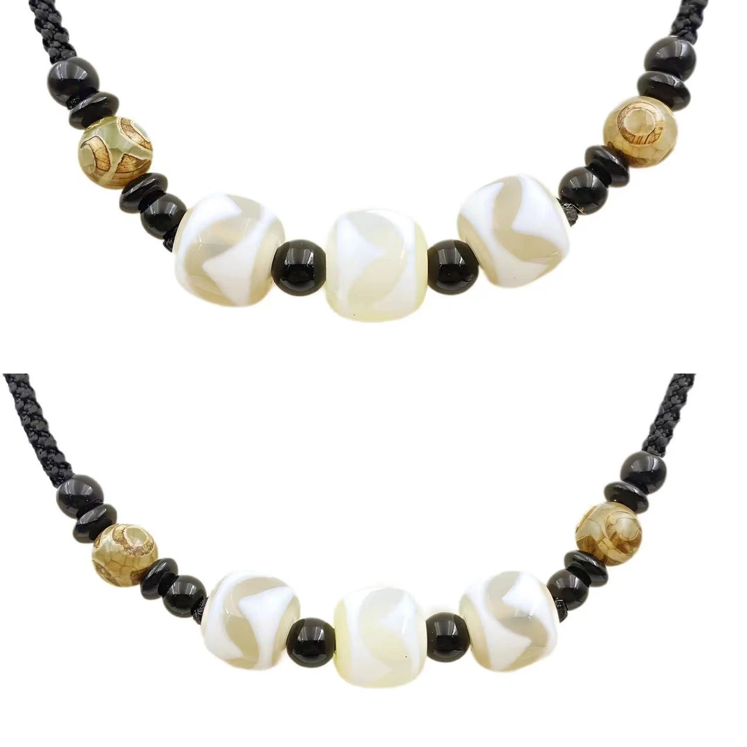 藏收级精工三牙牙阵复古风化珠珠项链Y2128-PJ12（多样性只发一件）