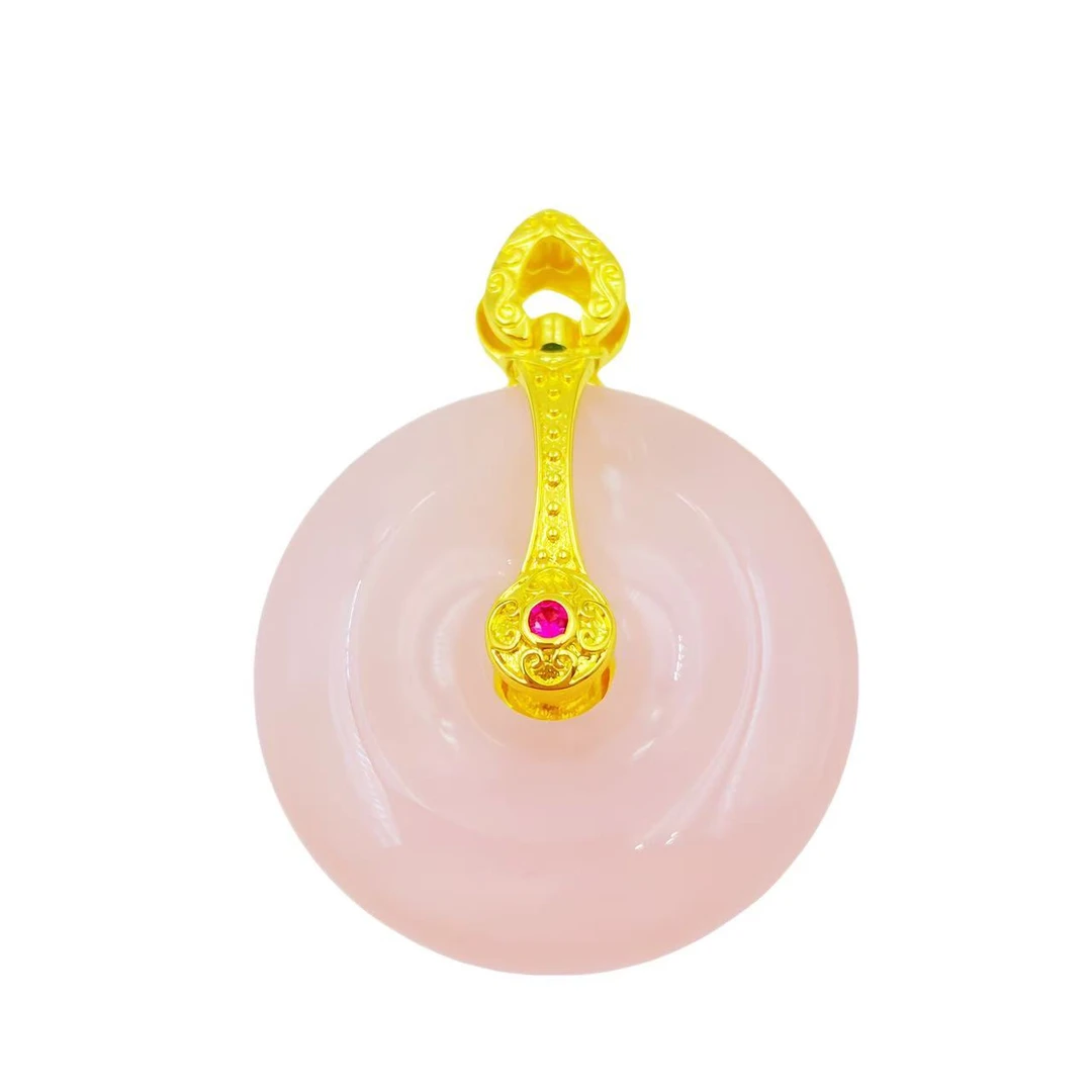 高档珠宝粉水晶平安扣吊坠Y2379（不含链）