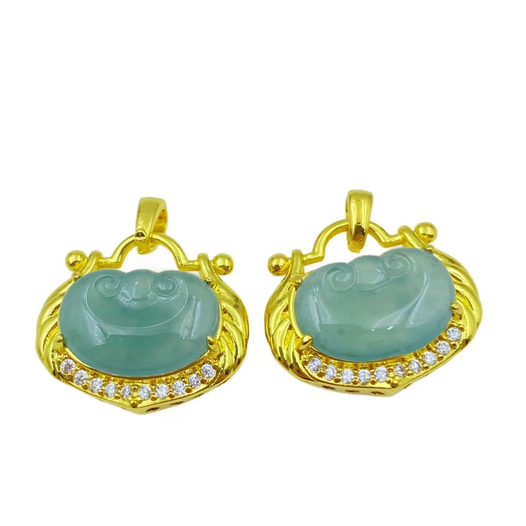 翡翠高冰如意锁设计款吊坠F929（赠链）多样性只发一件