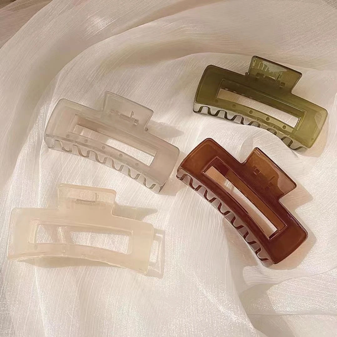 2024超大号方形透明抓夹后脑勺发量多发夹女气质简约盘发夹子发饰