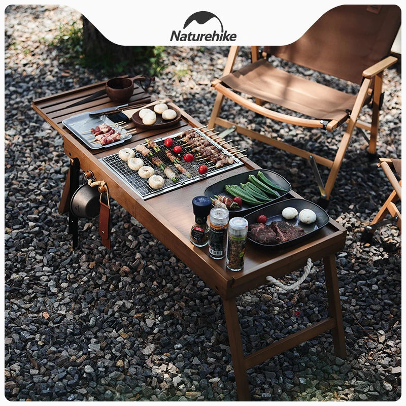 Naturehike挪客IGT竹台滑轨桌便携户外露营折叠桌野餐烧烤桌子