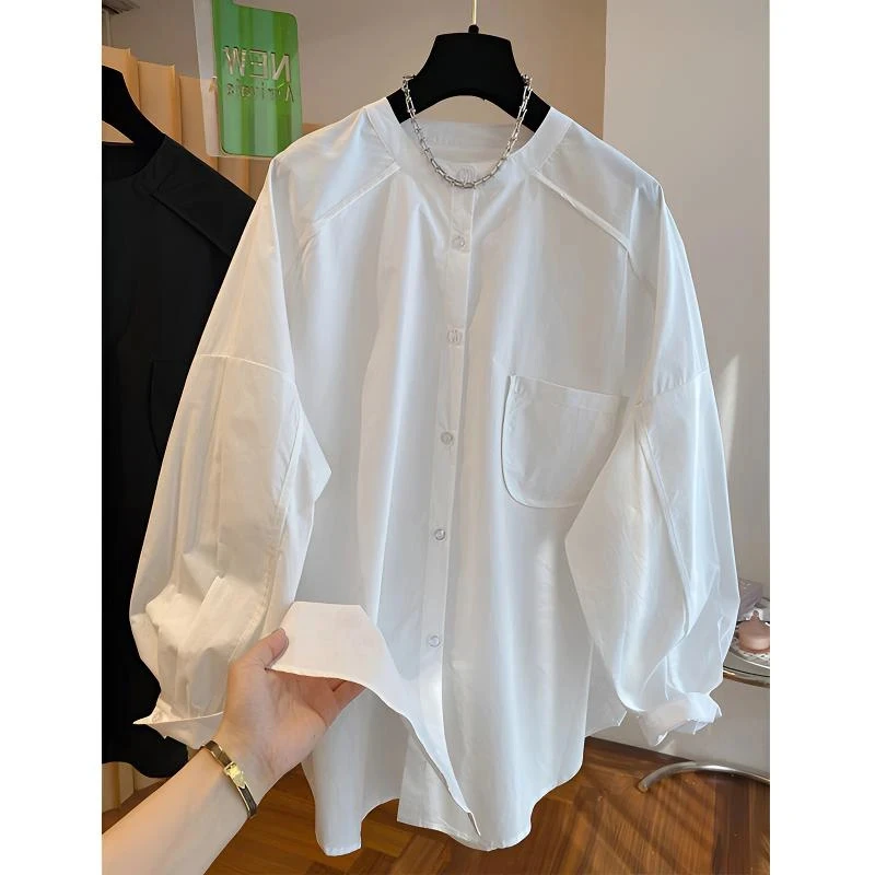 长袖衬衫女2025年春秋新款胖妹妹设计感小众独特超好看上衣高级感