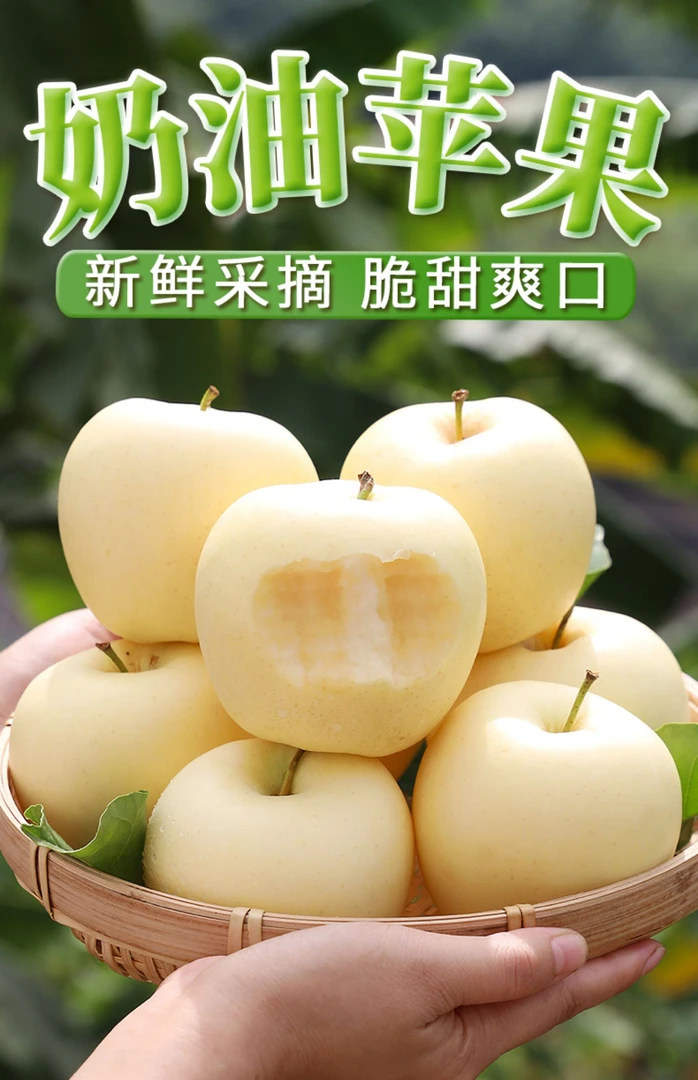 灵宝寺河山苹果礼盒黄金奶油富士冰糖心天然新鲜现摘水果脆甜多汁