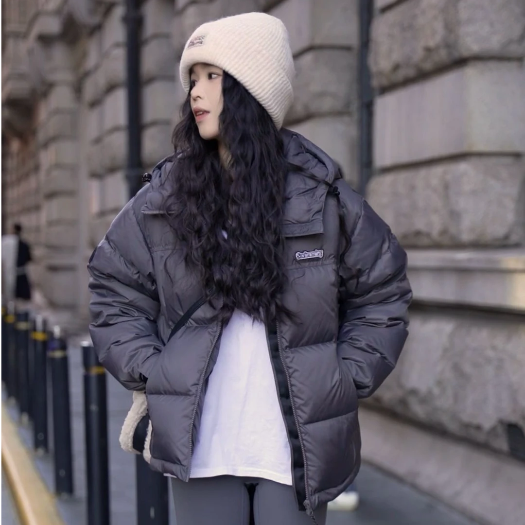 雅鹿优选雅鹿优选新款短款面包羽绒服加厚连帽男女同款白鸭绒外套