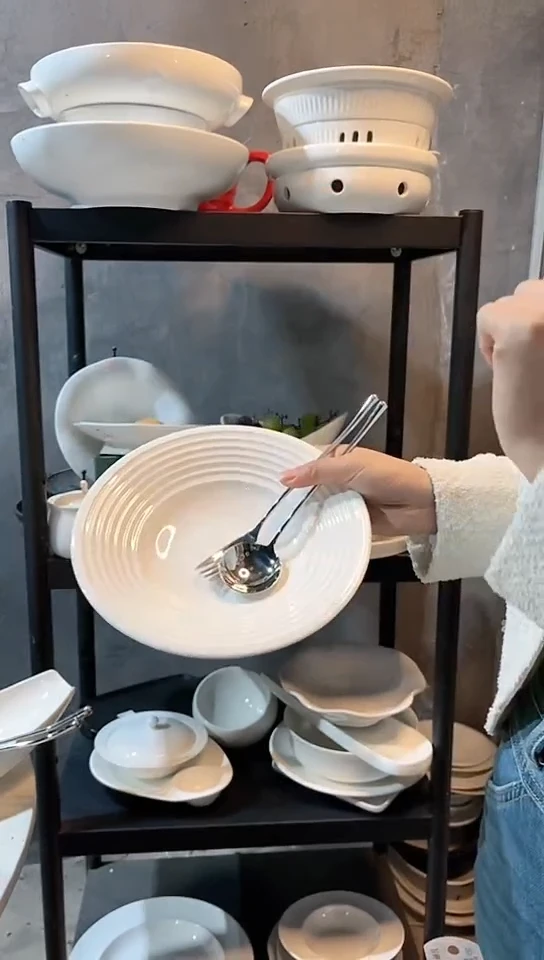 【闪购商品】瓷其他9英寸斗笠螺纹盘微瑕不带勺叉