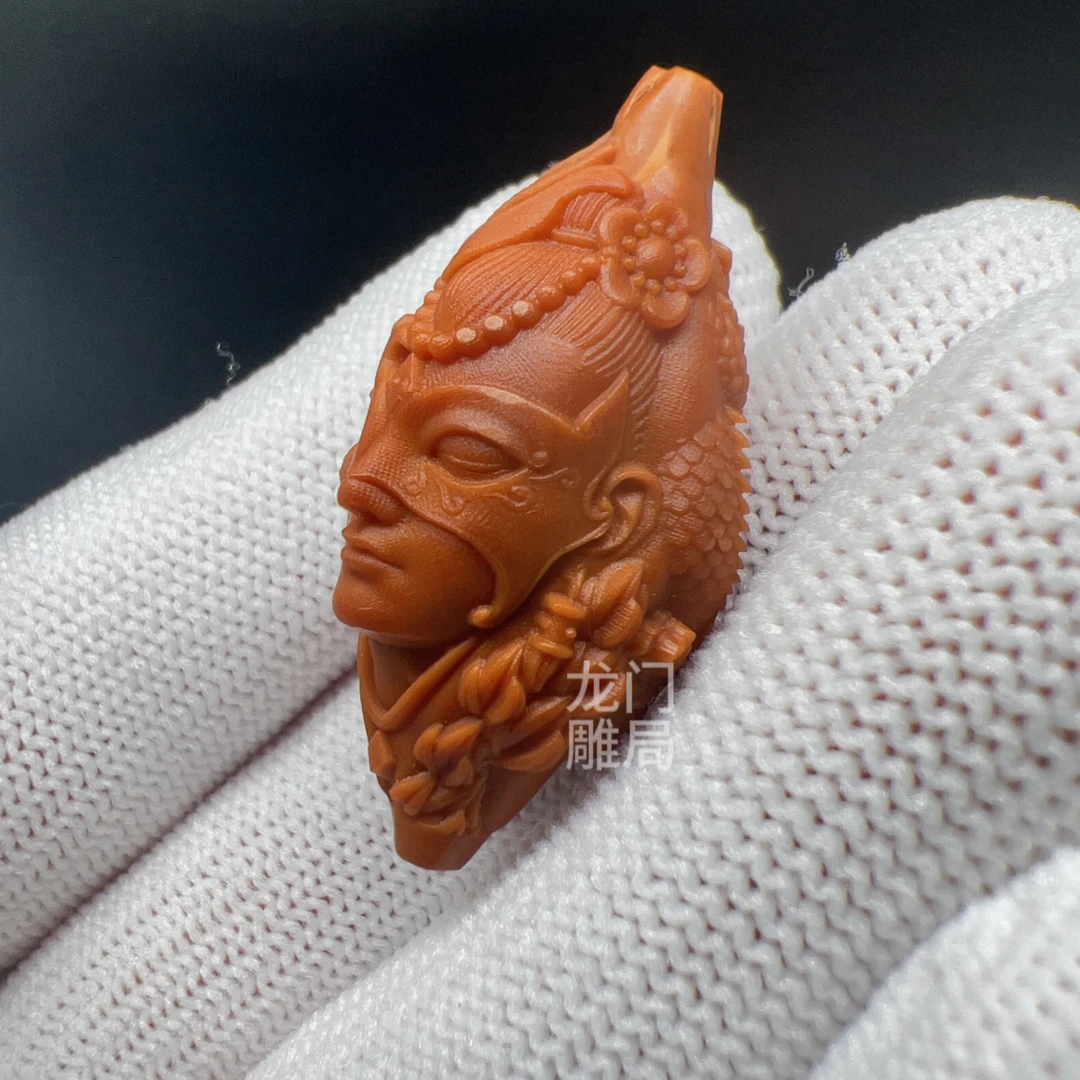 楼兰橄榄核单籽胡雕男舟山南工颗手机链挂件龙凤手盘把玩小物件