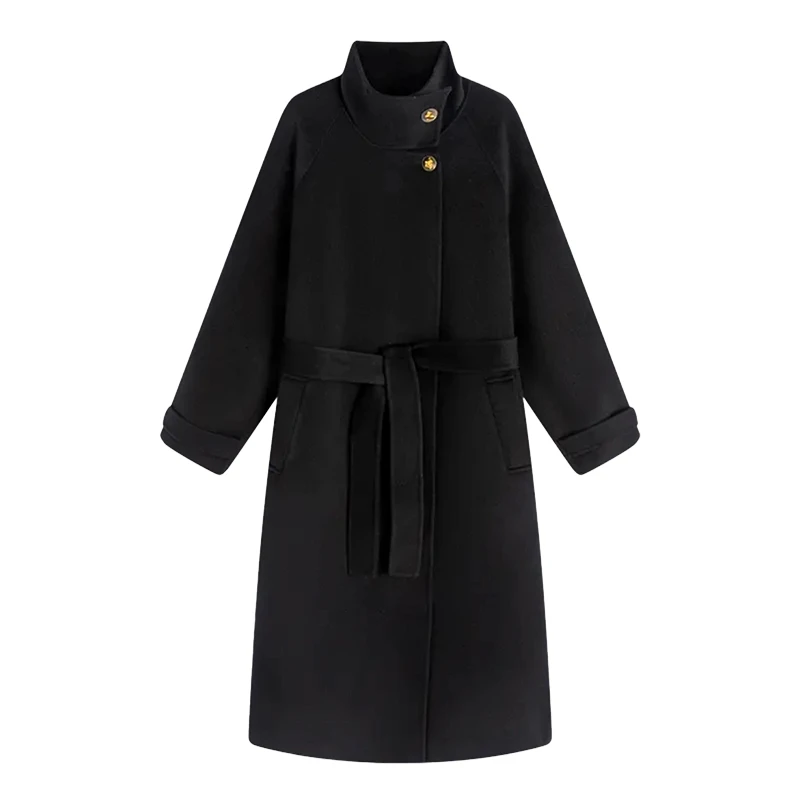 蓝海奕诺气质显瘦双面羊毛大衣2024秋冬新款中长款百搭毛呢外套女