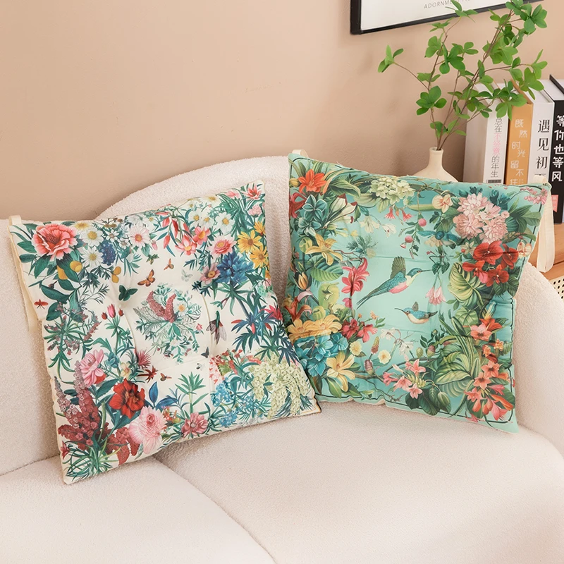 民族风喜鹊蝴蝶毛绒坐垫办公室学生宿舍久坐加厚椅子榻榻米屁股垫