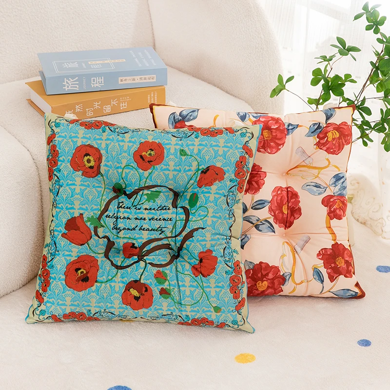 民族风富贵花毛绒坐垫办公室学生宿舍久坐加厚椅子榻榻米屁股垫