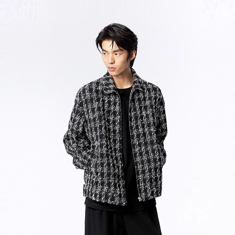 太平鸟男装秋季翻领外套拉链肌理感小香风夹克男士BWBCE3115