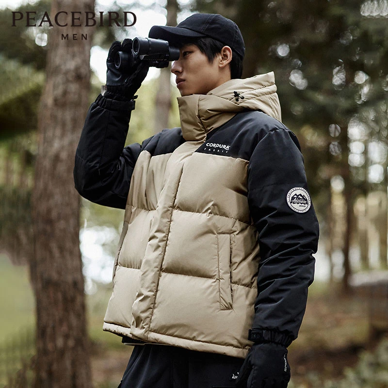 PEACEBIRD/太平鸟冬季新款工装户外CORDURA连帽羽绒服BWACC4238