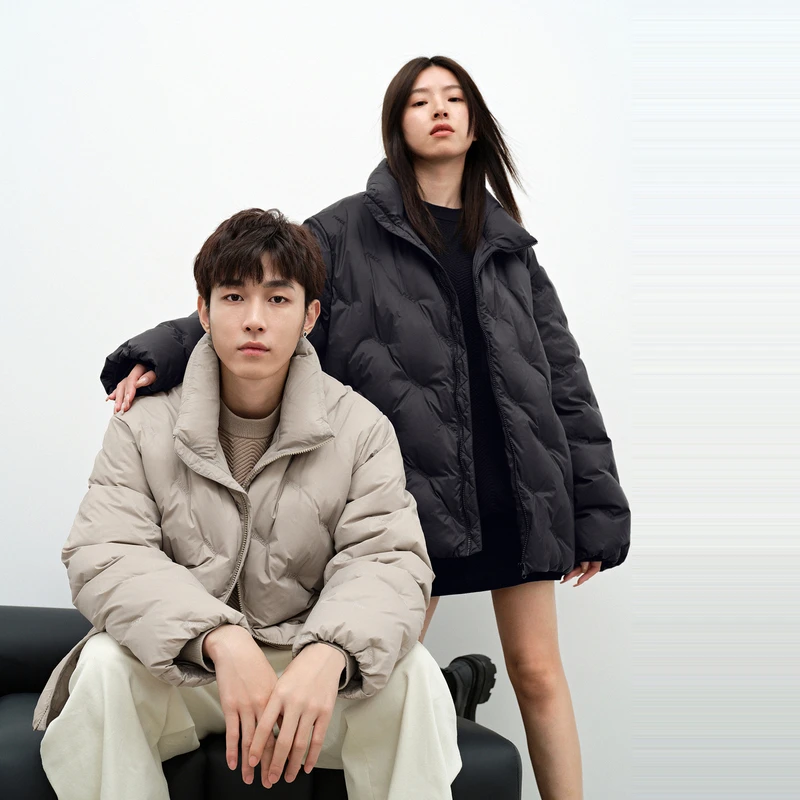 太平鸟面包服冬季潮流立领短款防寒羽绒服BWACD4225