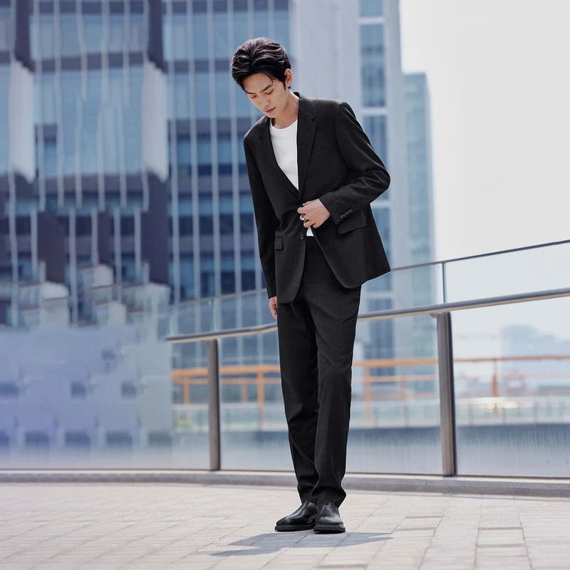 太平鸟男装春季西服休闲单排扣便服斯文套装BWBAD3205