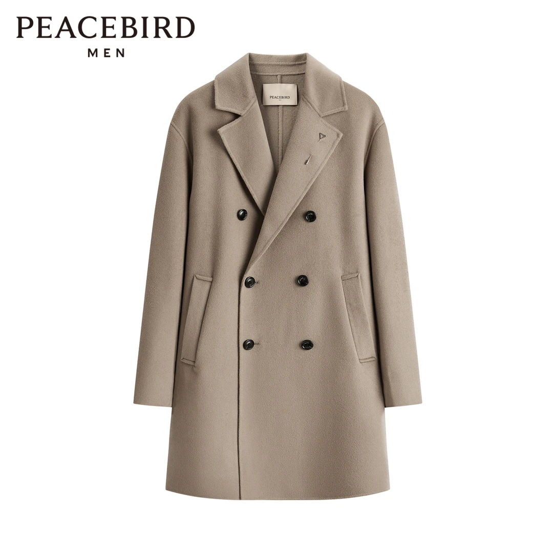 PEACEBIRD/太平鸟男装春季羊毛大衣男士保暖羊绒外套B1AAC4Y04