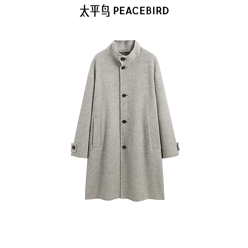 【商场同款】太平鸟男装大衣冬季男士中长款绵羊毛外套B1AAE4B30