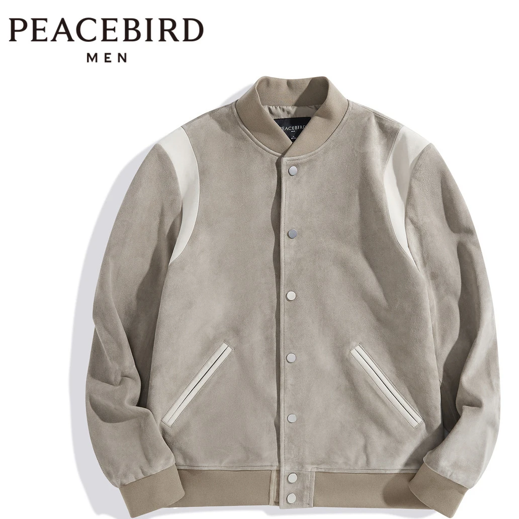 太平鸟男装真皮皮衣潮流棒球夹克保暖秋冬BYBDC4F04