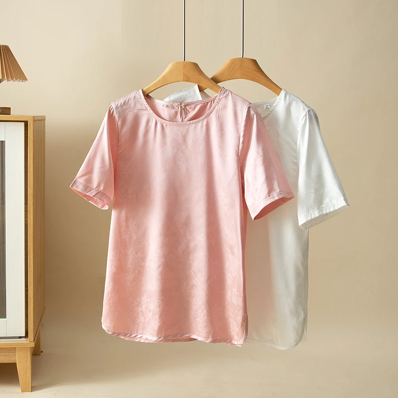 女装大码T恤衫宽松纯色休闲夏季半袖女士圆领薄款短袖2024