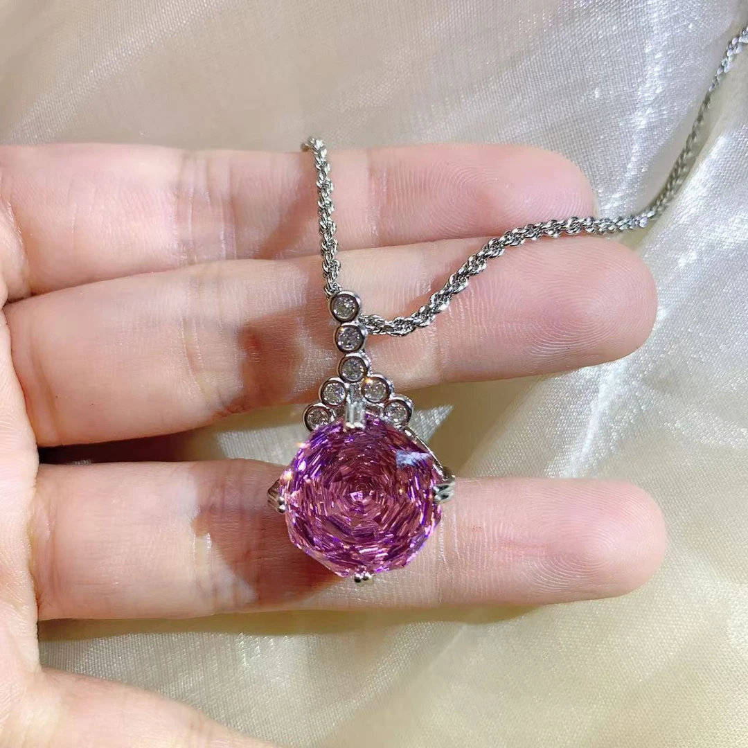 合金吊坠 3572粉色玫瑰切吊坠