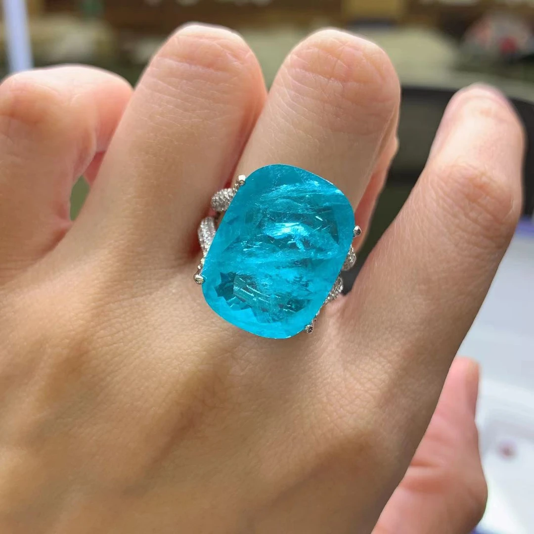 Y1201时尚海蓝色方形戒指