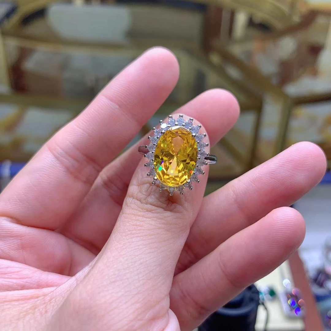 合金戒指 Y0114时尚黄色椭圆戒指