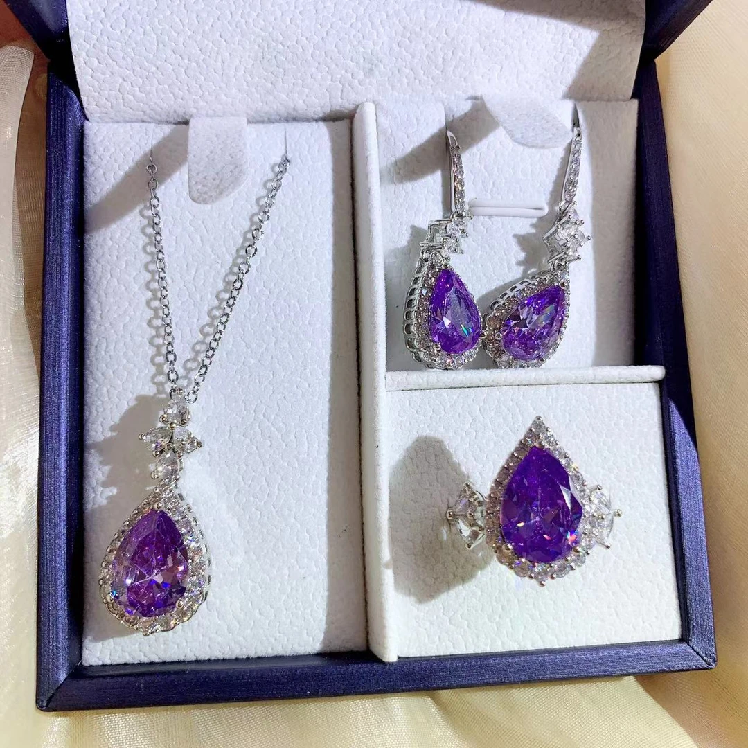 合金吊坠 611紫色水滴套装