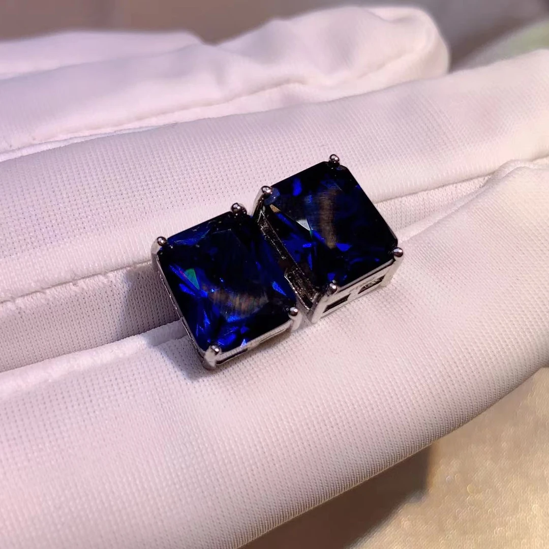 Y0152时尚蓝色方形耳钉