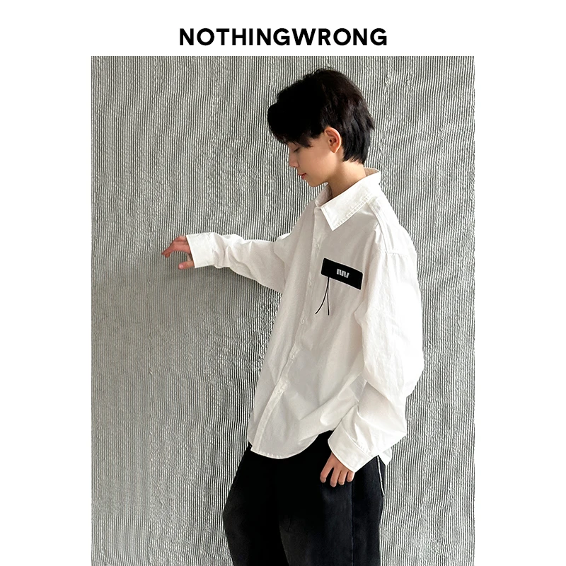 【NW】若大王青少年字母简约白色百搭春季童装衬衫 CY-NW027