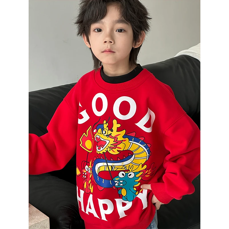 【福顺兴龙】若大王年款文字加绒冬季童装卫衣 CY-BK354 BK353