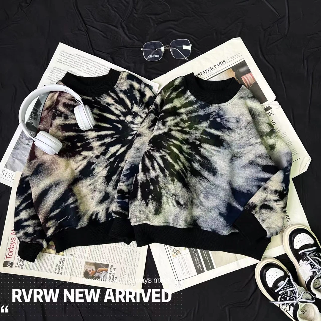 若大王潮酷扎染百搭冬季加绒时尚套头童装卫衣 DY-JD016