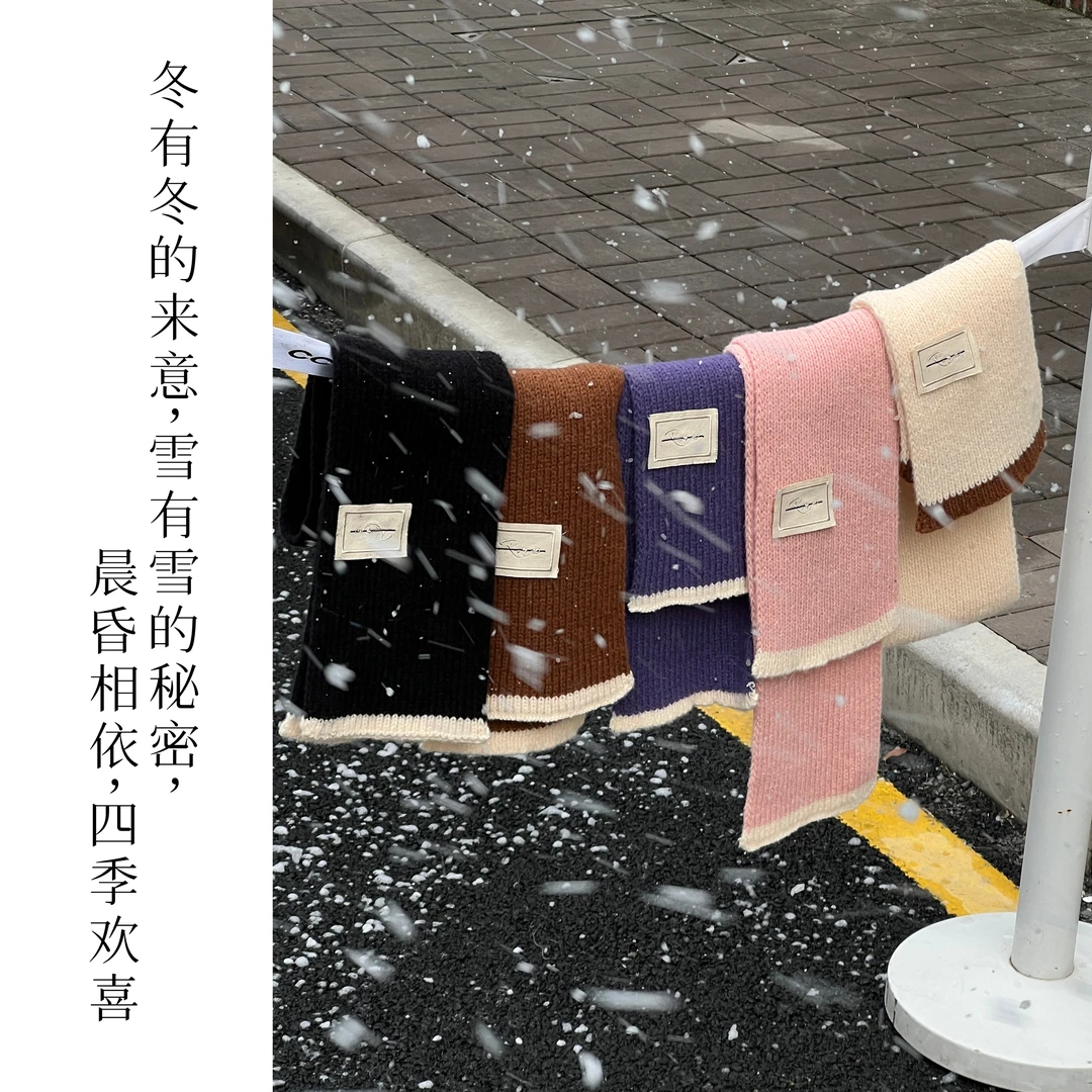 【温暖你】若大王潮酷纯色贴标针织保暖百搭冬季围巾 DZ-YM063