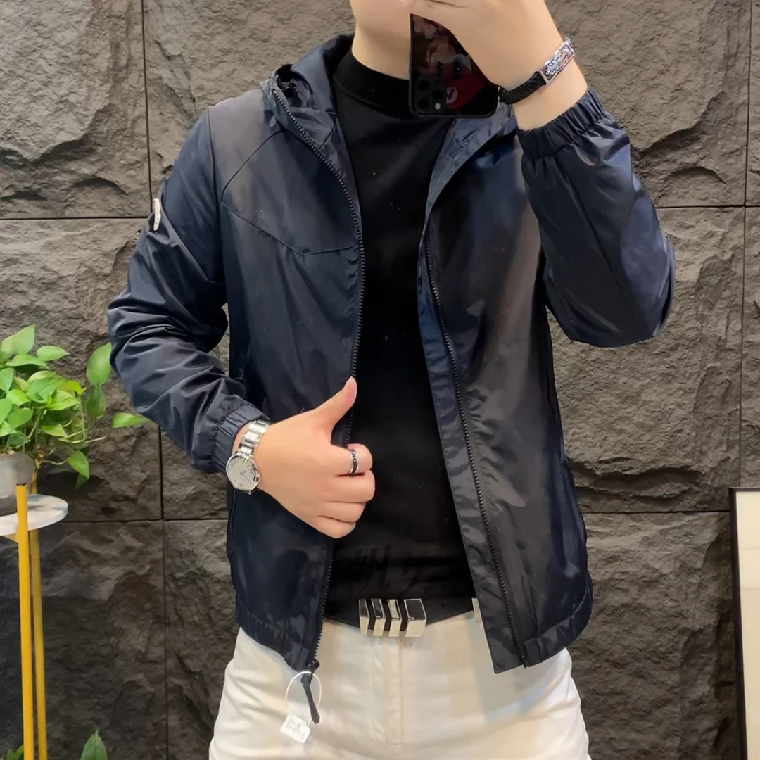 男士夹克外套时尚潮款休闲百搭连帽潮流修身美式男款秋冬季薄棉
