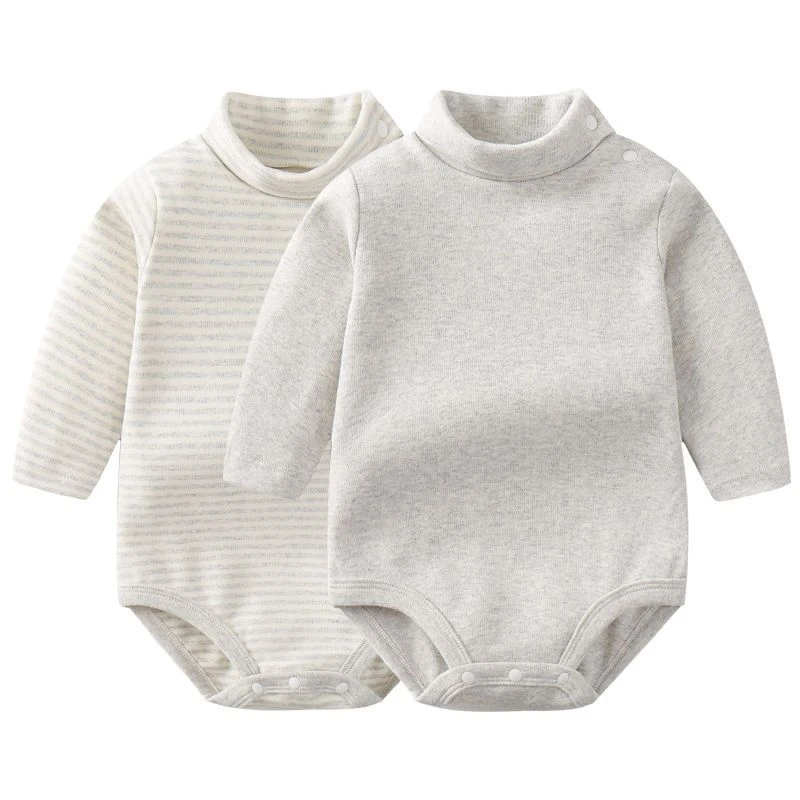 2023婴儿包屁衣秋冬高领三角哈衣保暖护肚加厚打底连体衣宝宝内衣