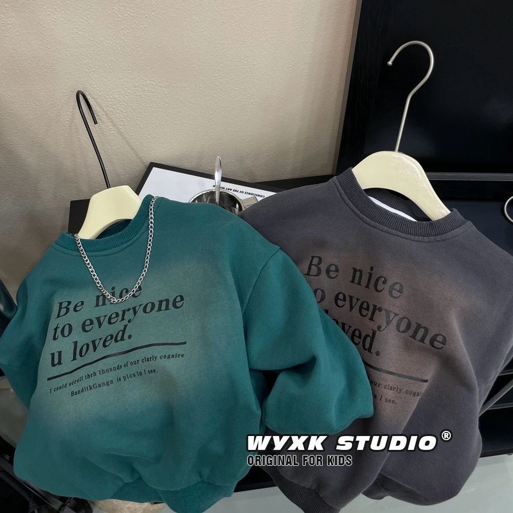 童装洋气保暖新款秋季中小儿童装打底衫上衣男童卫衣加绒一体绒CB