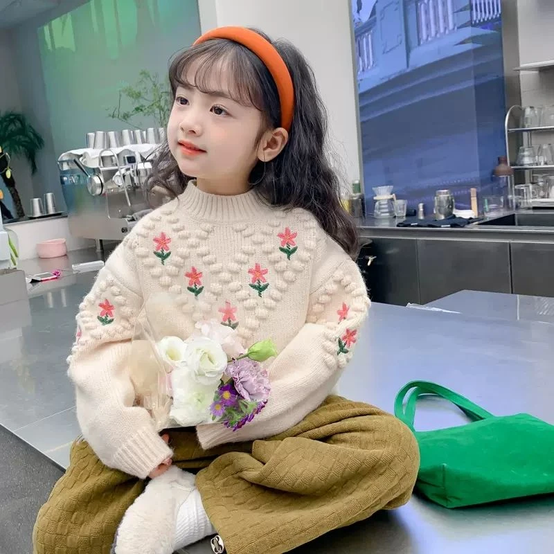 秋冬季新款女童毛衣2023新款秋冬装儿童装套头内搭针织衫洋气宝宝