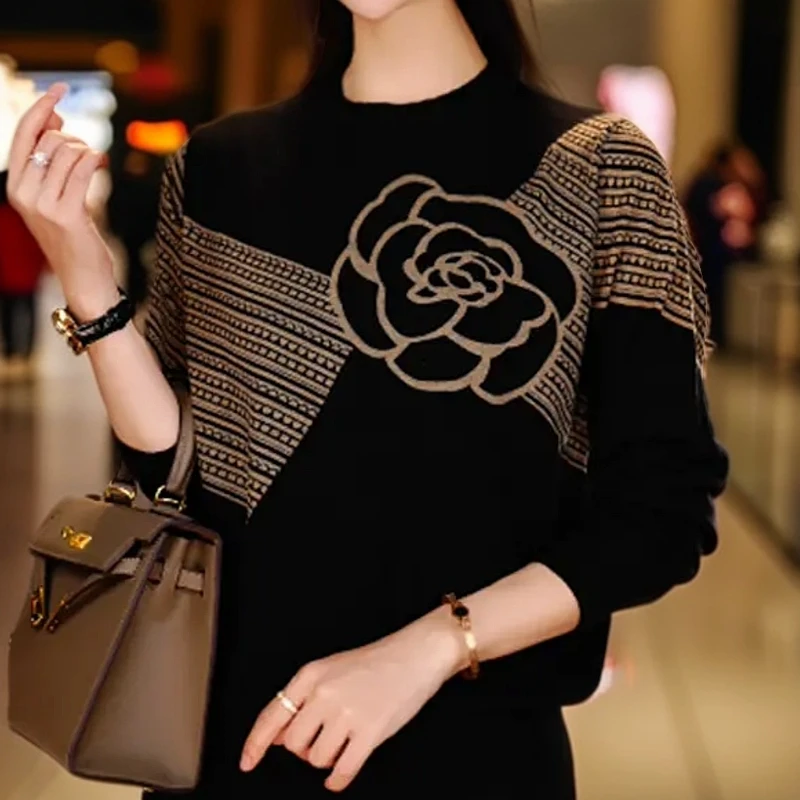 冬季2气质女士秋冬打底衫百搭复古洋气时尚中式长袖外穿冬季029