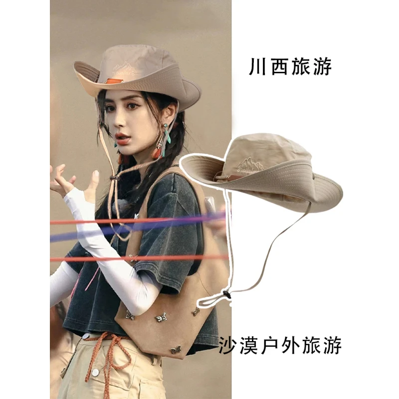 川西旅游渔夫帽牛仔帽夏季西部沙漠旅行度假大檐防晒太阳帽户外